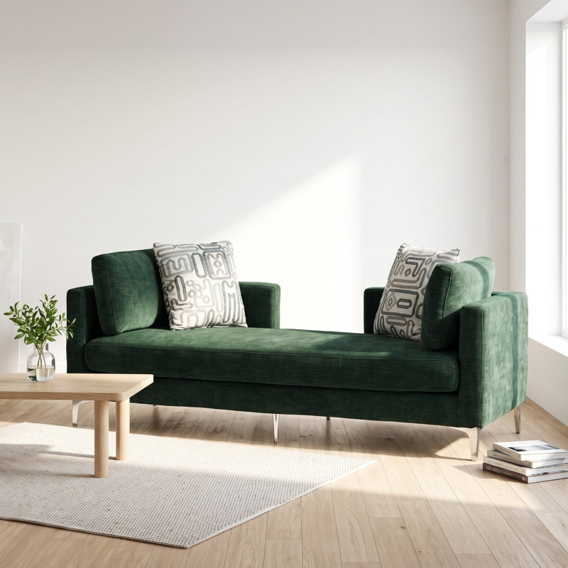 Canapé-lit en chenille avec accoudoirs et coussins Unarepos, Vert
