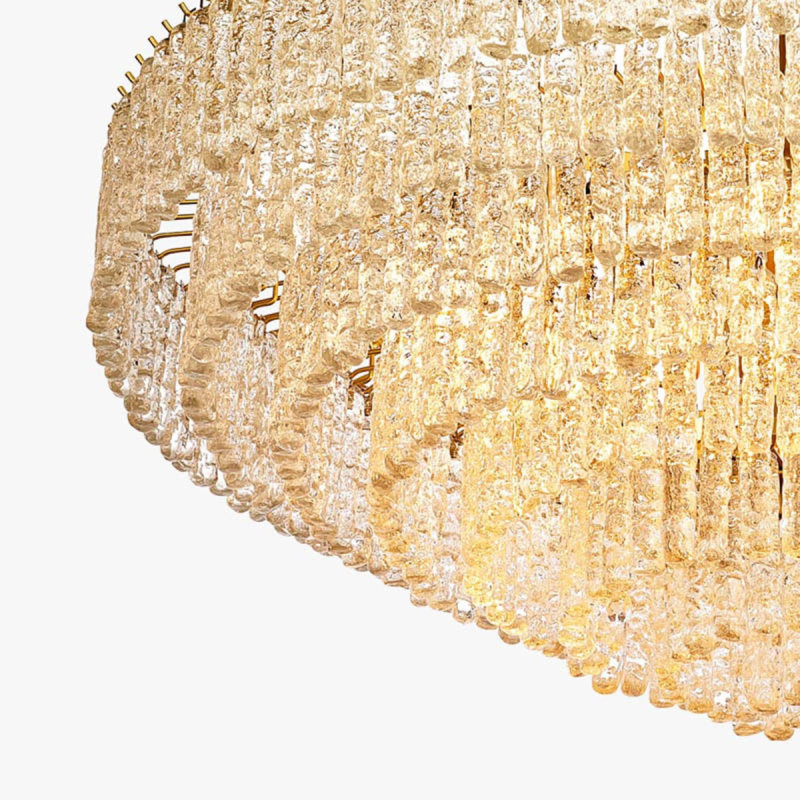 Lustre en laiton à 12 lumières Kheyla, Transparent texturé, Feuille de cuivre, H 15 po x l 45 po x P 45 po