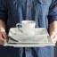 Blance Series, 60-piece Marble Grey Porcelain China Dinnerware Set, Service For 12