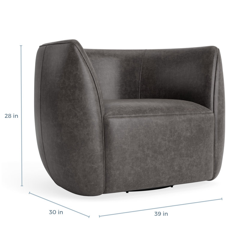 MTO - Council Swivel Lounge Chair, Slate Leather