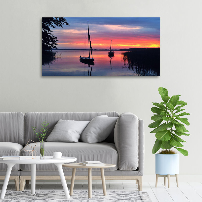 Sailboats At Sunset - No Frame Print on Canvas