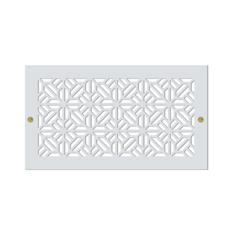 Registres muraux et de plafond Stellar Air White avec vis en laiton - 8 x 32 (ouverture de conduit) - taille totale 10 x 34 - tuile à ressort