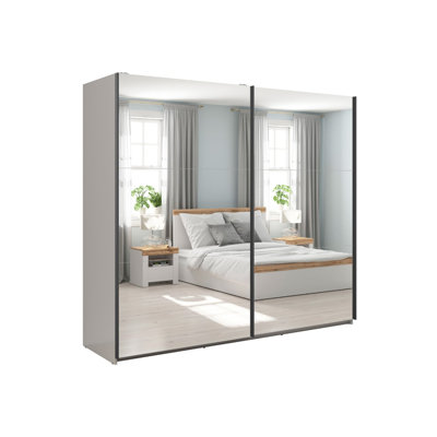 Beyazit Sliding Door Wardrobe 220cm with 2 Mirrored Doors