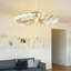 Élégant lustre grande marguerite, blanc, 26,8 po x 26,8 po x 19,7 po | Structure en panneau de fibres à densité moyenne durable, épaisseur: 0,1 pouce | Câble réglable, douille E27 de 40 W maximum | Design scandinave et champêtre pour un éclairage domestique élégant-841540205-841540206