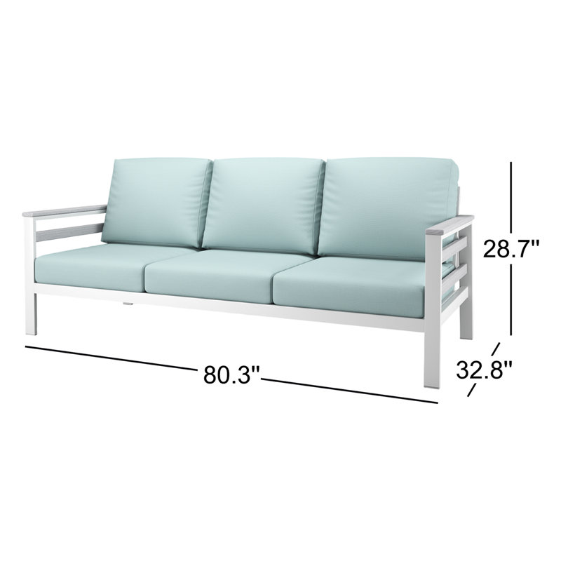 Canapé d'extérieur en métal avec coussin Sunbrella Townsend, Bliss Dew
