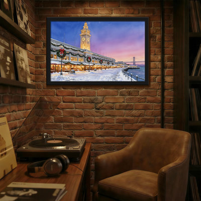 Tour de l'horloge de Noël Snowy Harbor