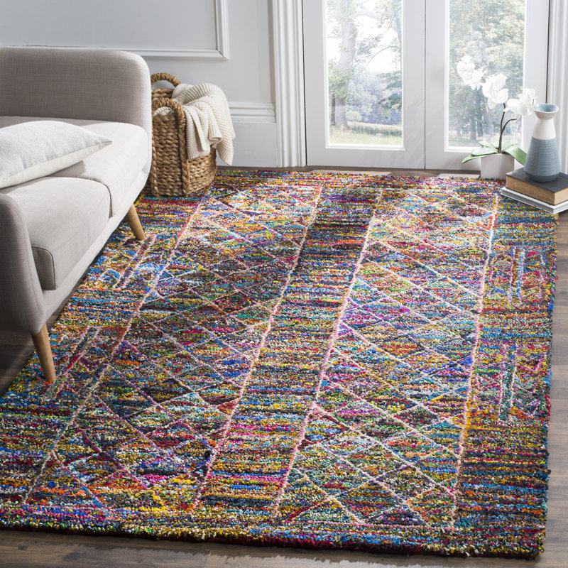 Hammd Hand Tufted Cotton Geometric Rug, Rectangle 4' x 6'