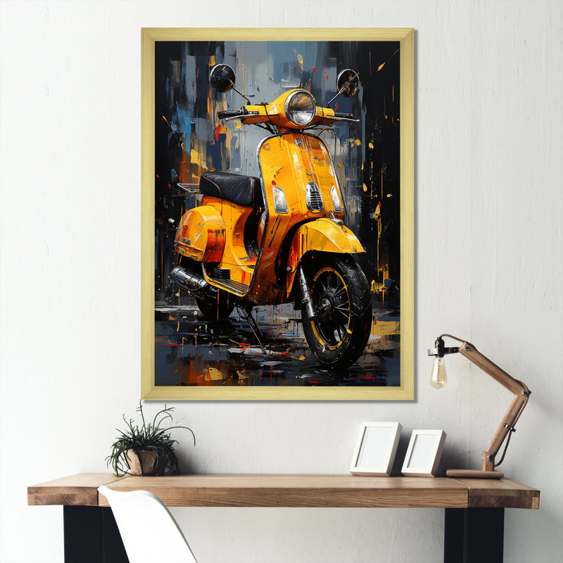 Edgy Scooter Graffiti Odyssey I sur toile, H 32 po x l 24 po x P 1 po, Cadre doré simple