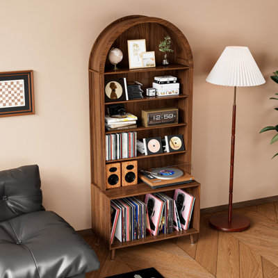 6-tier Arched Record Player Stand With Vinyl Storage, Turntable Stand, Vinyl Record Storage For Living Room