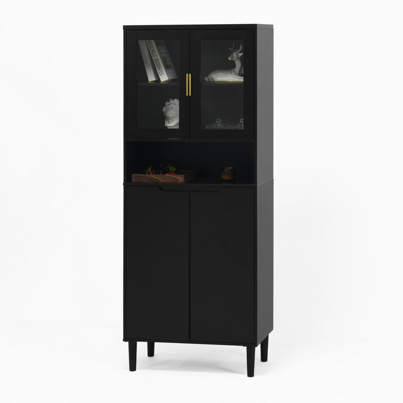 4-Door Storage Cabinet, Black