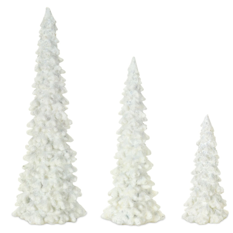 Arbre (ensemble de 6) h 5,75 po, h 9 po, résine h 11,5 po, Blanc