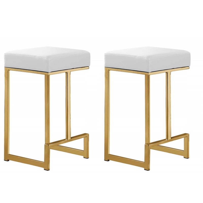 Ensemble de tabourets de bar en métal sans dossier Modern, Blanc