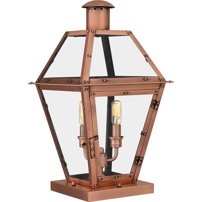 Rue De Royal 2-Light Aged Copper Outdoor Pier Mount Light