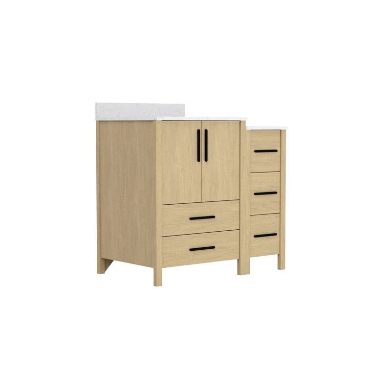 Meuble-lavabo simple de 34,28 po de hauteur et 36 po de large, comptoir blanc, armoire autoportante, en bois, unité combinable de 24 po et 12 po, rails de tiroir à fermeture douce, meuble-lavabo large de 22 po de profondeur,