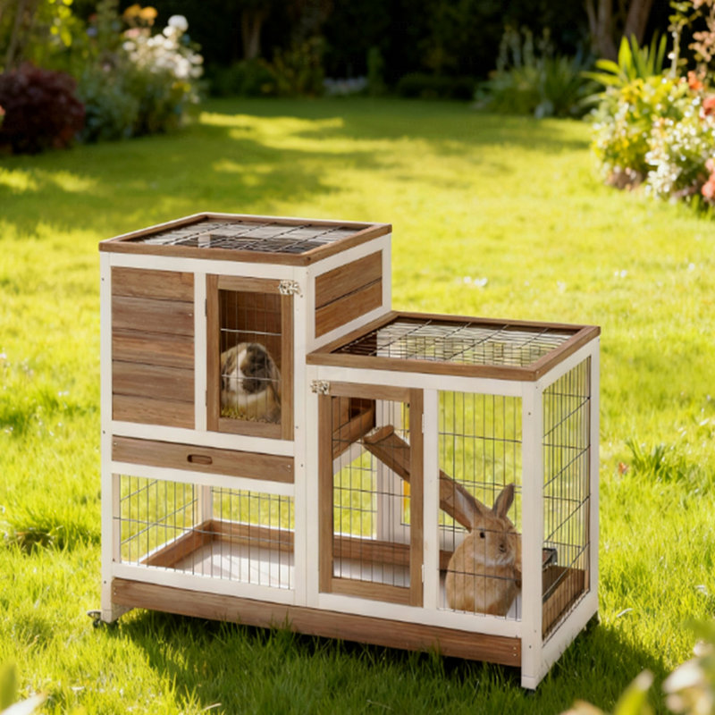 Cage à lapin surélevée en bois