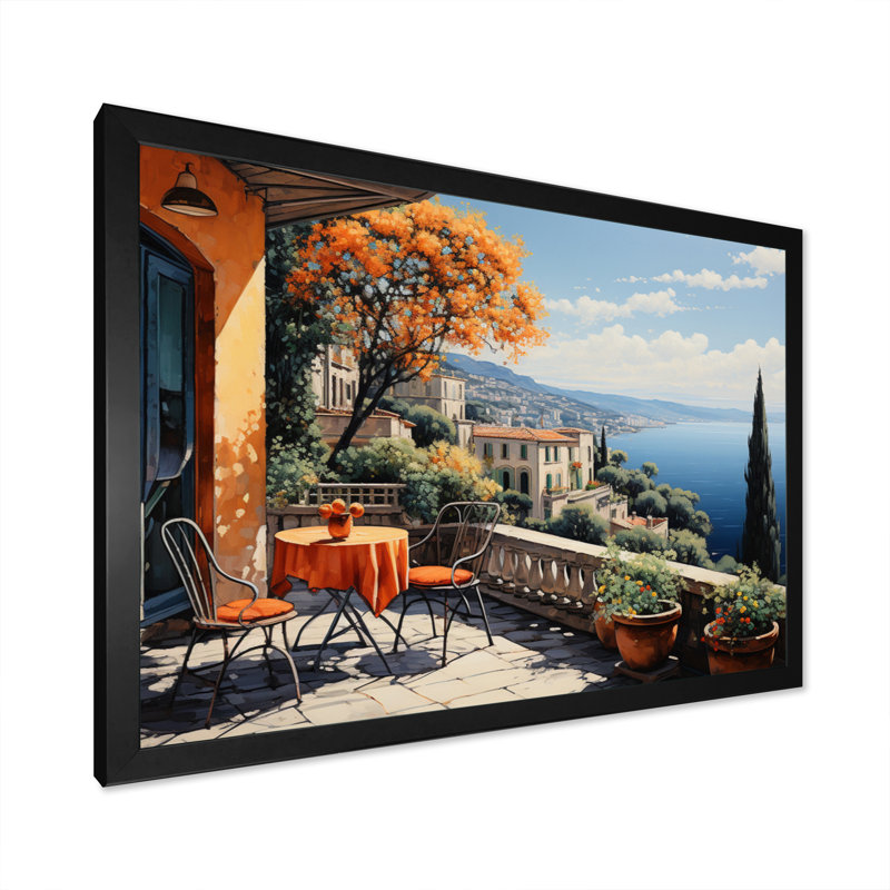 Marlye French Mediterranean Bliss in Provence III - Print, Black Single Picture Framed, 12" H x 20" W x 1" D