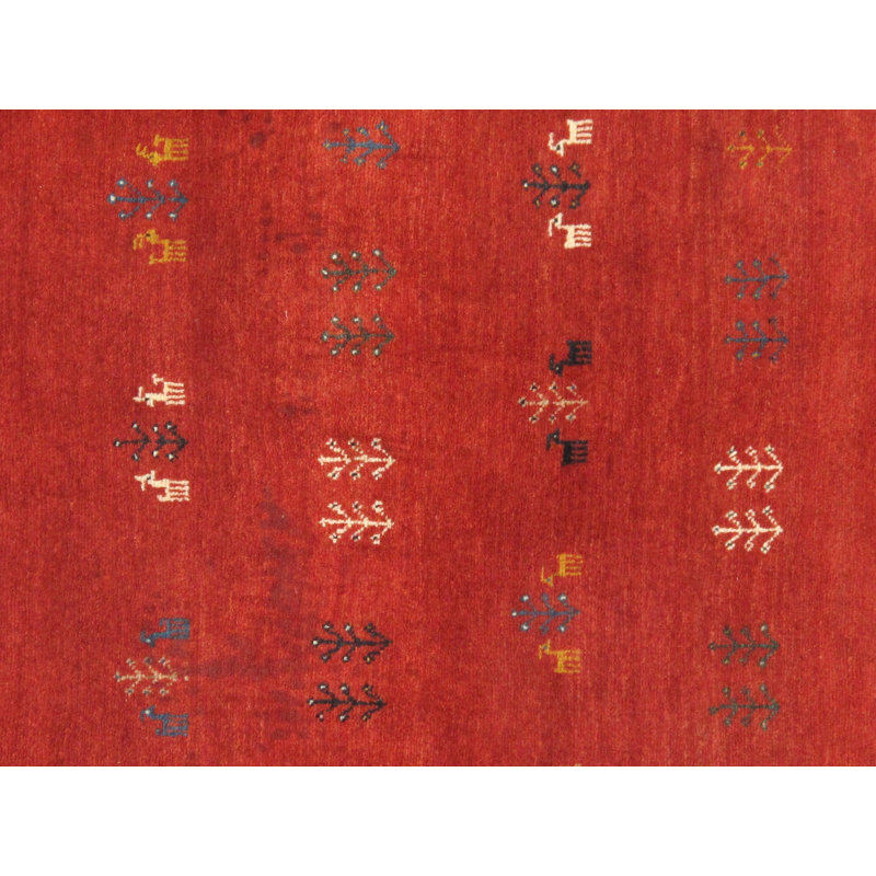 Tapis rouge / noir en coton / laine Anjalee