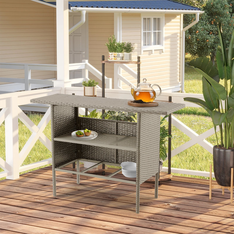 Table de bar en osier, Gris