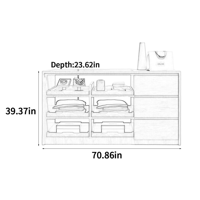 Armoire pour îlot central Log Log, H 39,37 po x l 70,86 po x P 23,62 po