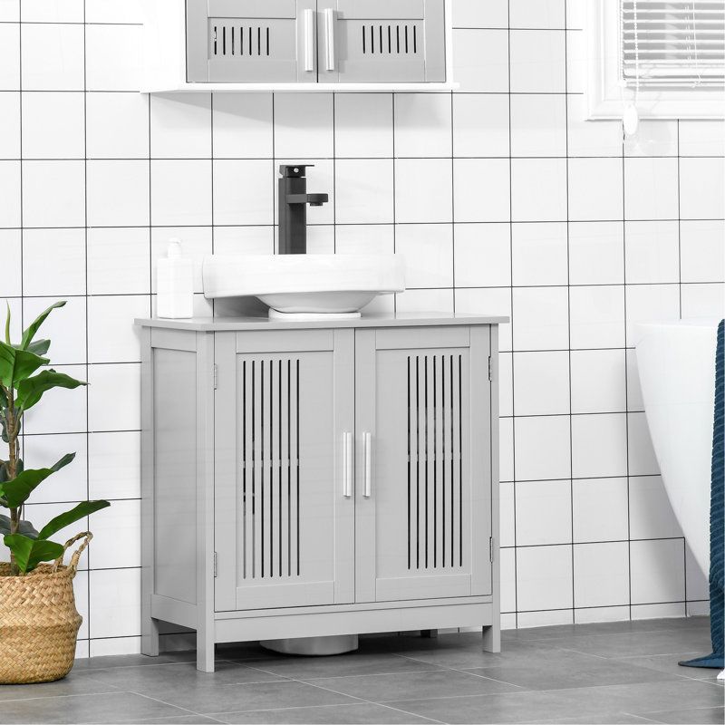 Armoire moderne sous le lavabo avec 2 portes, armoire de salle de bain piédestal sous le lavabo, meuble-lavabo avec tablettes réglables