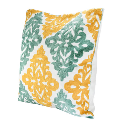 Furnishings Cotton Damask 17.5'' Throw Pillow Cover