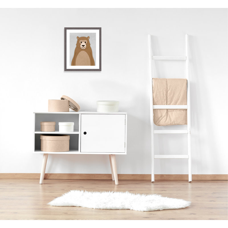 Adhésif décoratif Cheery Bear, H 24,5 po x l 20,5 po x P 0,6 po, Encadré plat à grain de bois gris