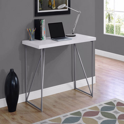 Bureau d'ordinateur, bureau personnel, ordinateur portable, L 48 po, travail, stratifié, métal gris, contemporain, moderne