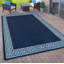 Plain Rug with Greek key Bordered Gel backed Rug Allorah Blue/Cream Rug-1552539348