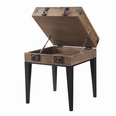 Table d'appoint en chêne rustique et gris mat avec pieds fuselés