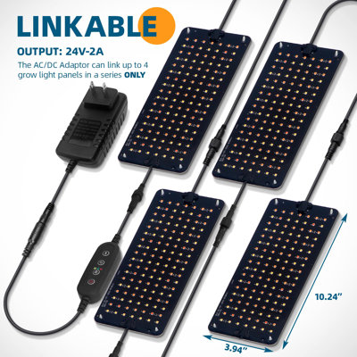 Barrina Grow Lights Panel For Indoor Plants, 40w (4 X 10w), Full Spectrum, Ultra-thin, With 3/6/12h Auto On/off Timer, 8 Dimmable Levels, 3 Spectrum Modes, For Greenhouse, Seedlings, 4-pack