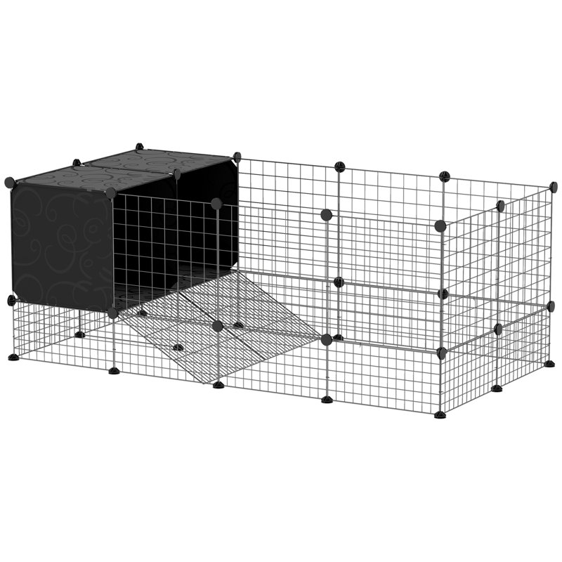DIY Small Animal Cage with Elevated Huts for Guinea Pigs Rabbits