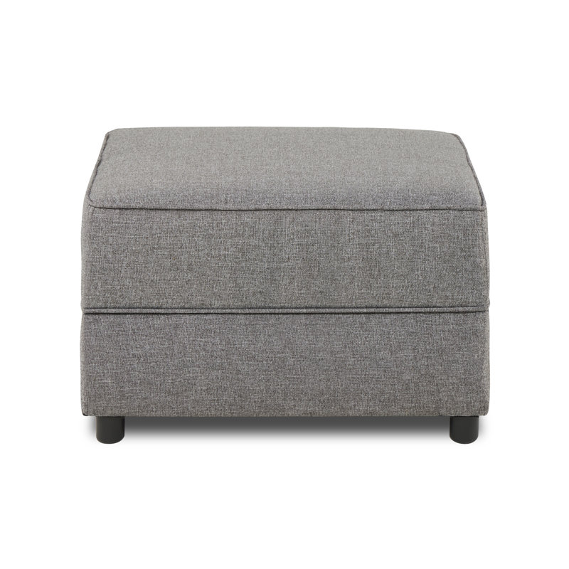 Eckbert 64cm Wide Square Solid Colour Footstool Ottoman, Charcoal