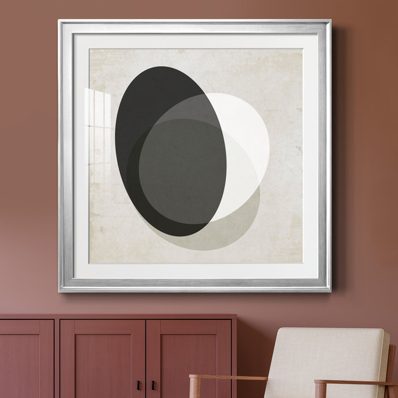 Moderniste Neutre I - cadre photo, H 26,5 po x l 26,5 po x P 1,5 po, Papier avec cadre argenté