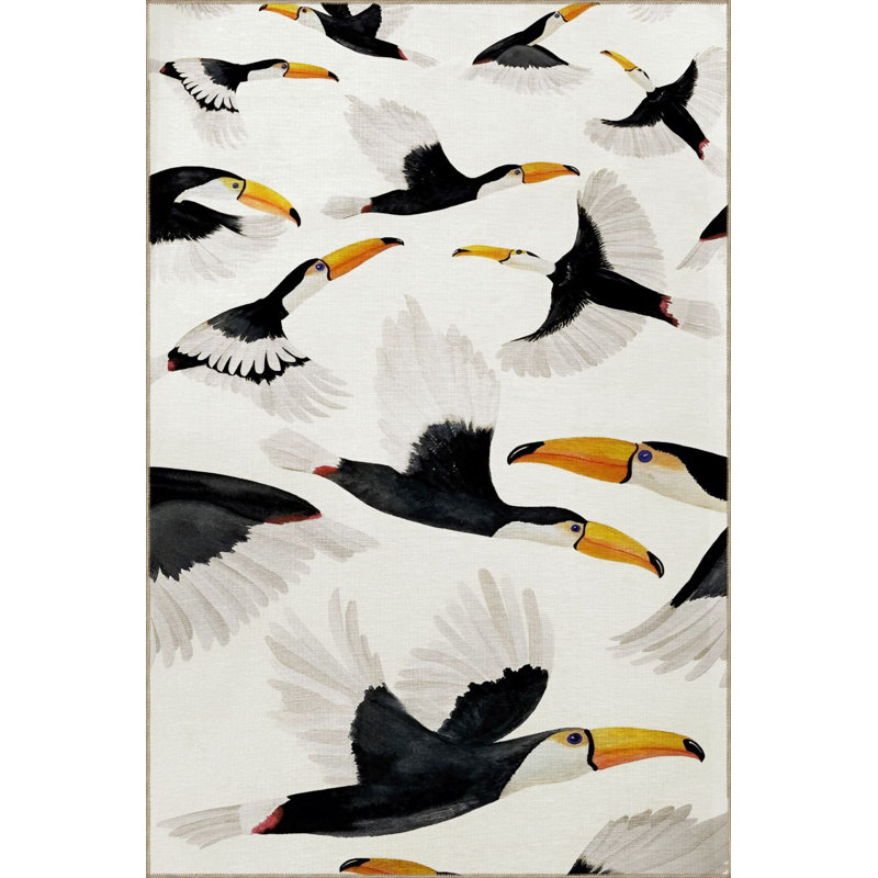 Tapis décoratif lavable à la machine Flying, Rectangle 3 pi 3 po x 4 pi 11 po