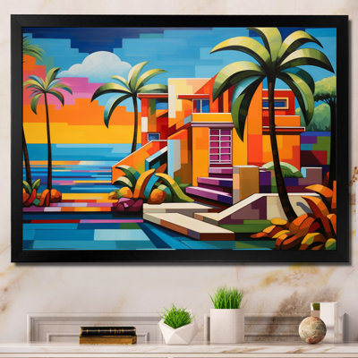 Pop Art Palm Beach In Colour I - Nautical & Beach Canvas Wall Art