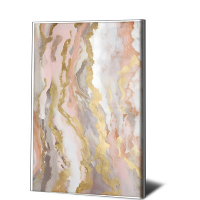 1PC, art mural, affiches encadrées, texture de marbre abstraite, art mural avec feuilles dorées, peinture abstraite moderne pour salon, chambre, bureau, décorations pour la maison, encadrées, prêtes à être suspendues