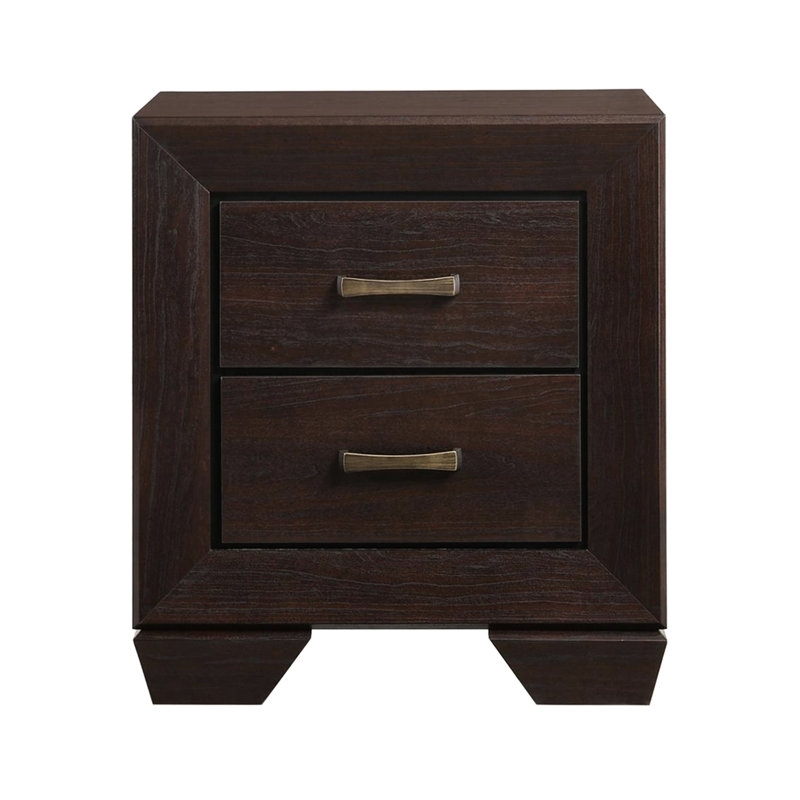 Table de chevet avec 2 tiroirs, foncé