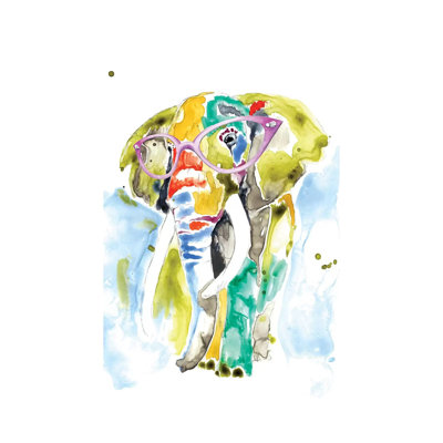 Smarty-Pants Elephant by Jennifer Goldberger - Wrapped Canvas Painting