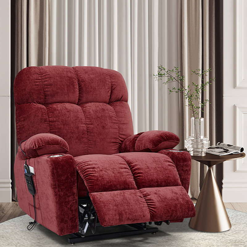 Tarpon Upholstered Heated Massage Chair, Red Fabric