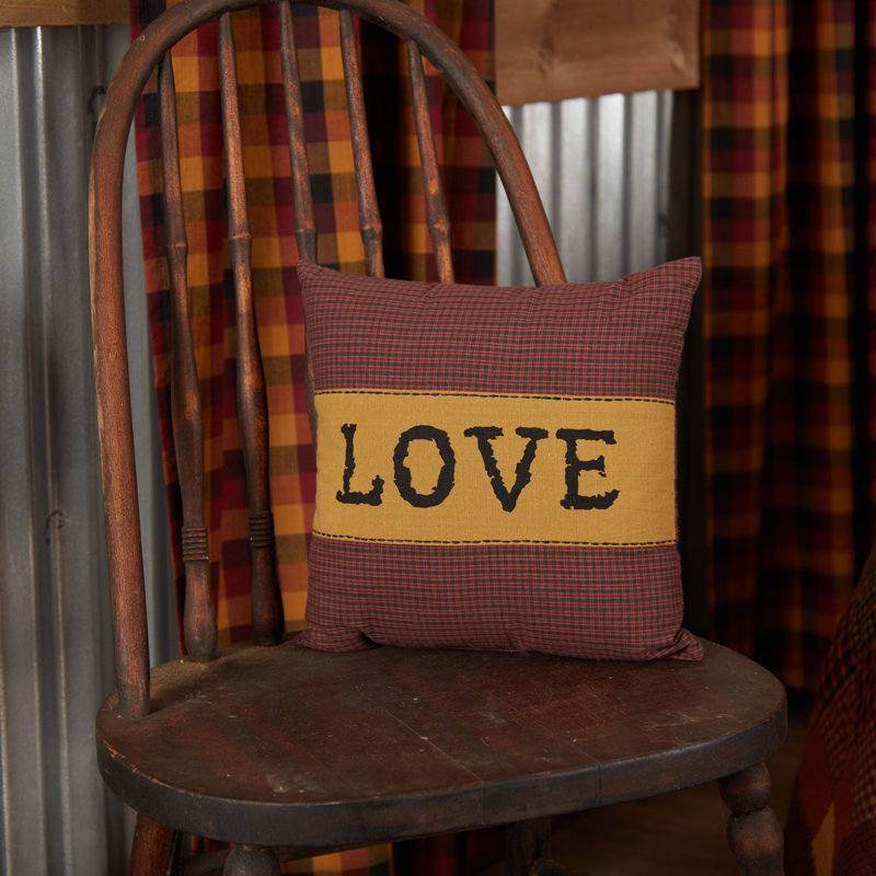 Love Cotton Plaid Throw Pillow