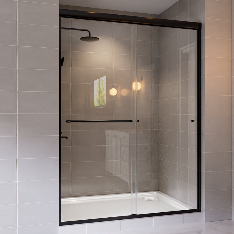 50'' - 54'' W x 72'' H Double Sliding Framed Shower Door with SGCC Certified Clear Glass, Matte Black
