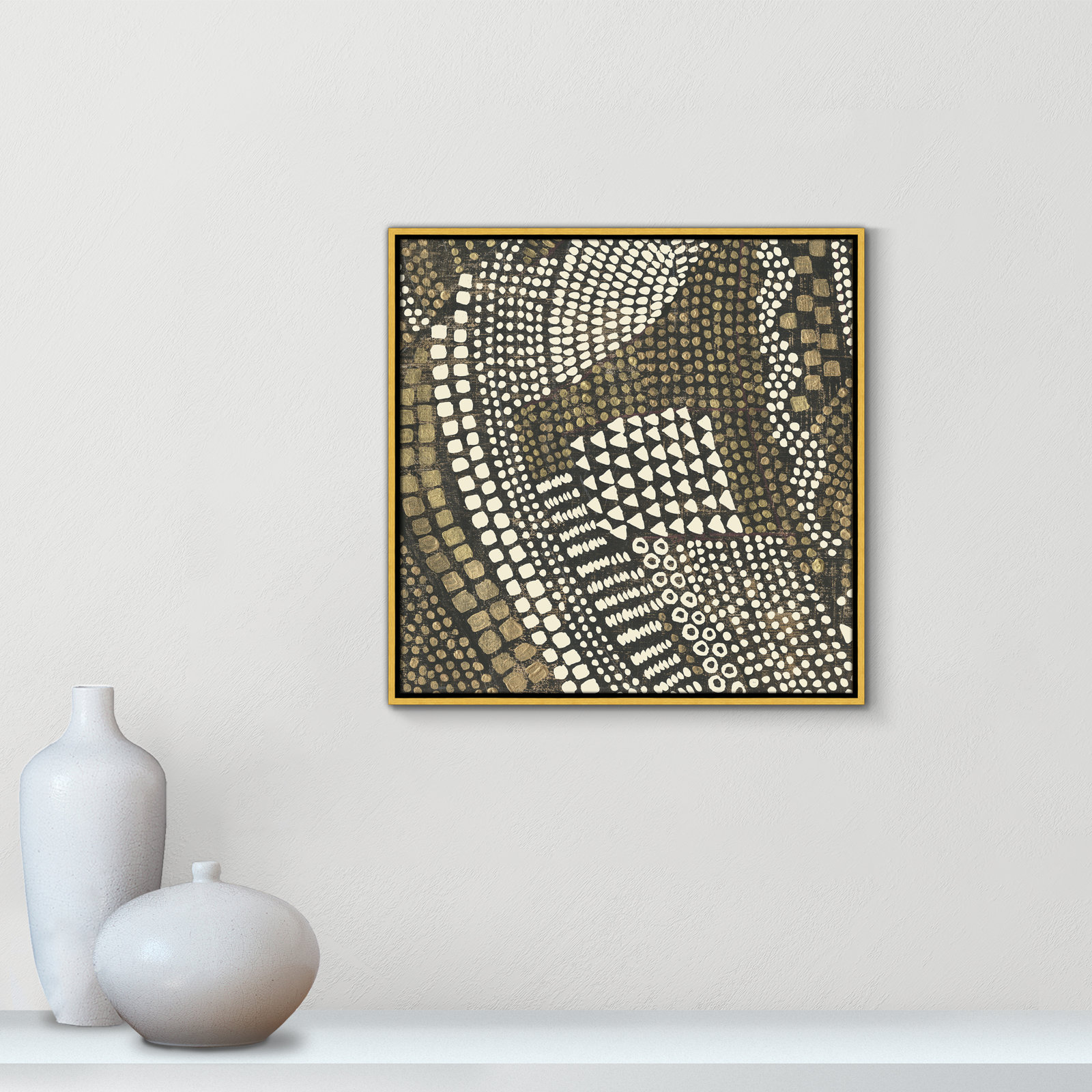 Bergen "Reaching Gold III" Painting, 25.5" H x 25.5" W x 2" D, Gold Framed