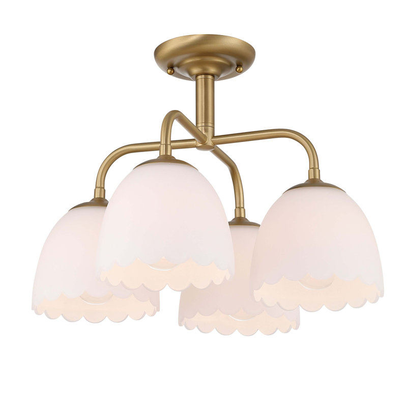 Plafonnier semi-encastré 4 lumières Dorinda, Brushed Champagne Brass