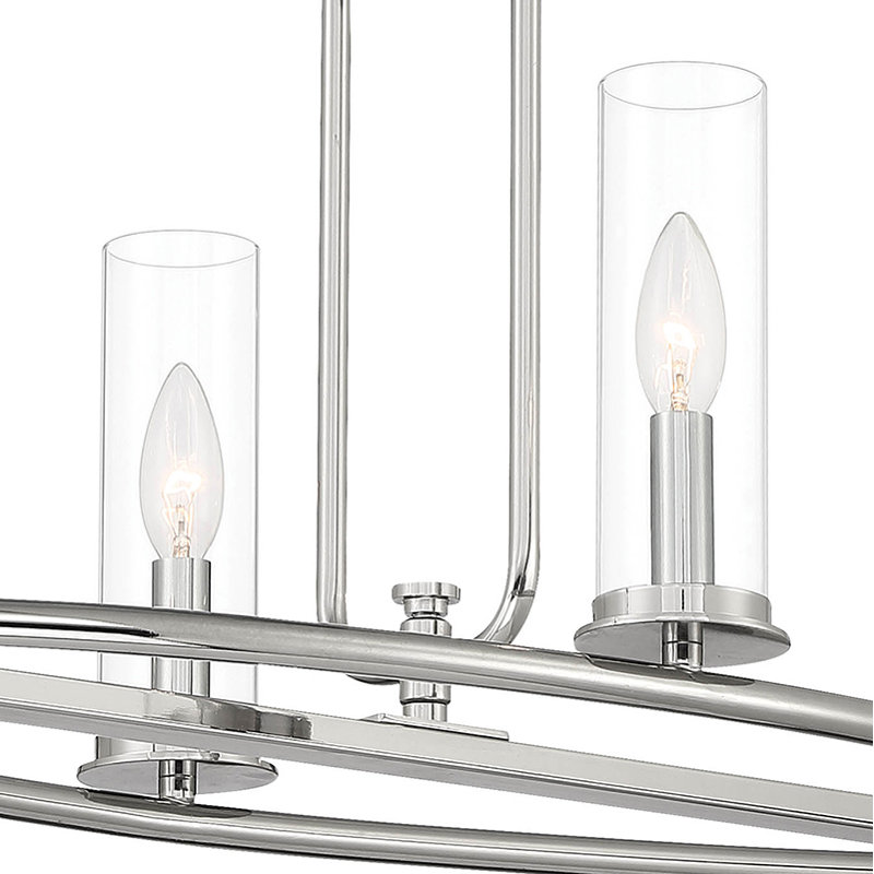 Luminaire suspendu à 4 lumières pour îlot de cuisine Maeghan, Nickel poli