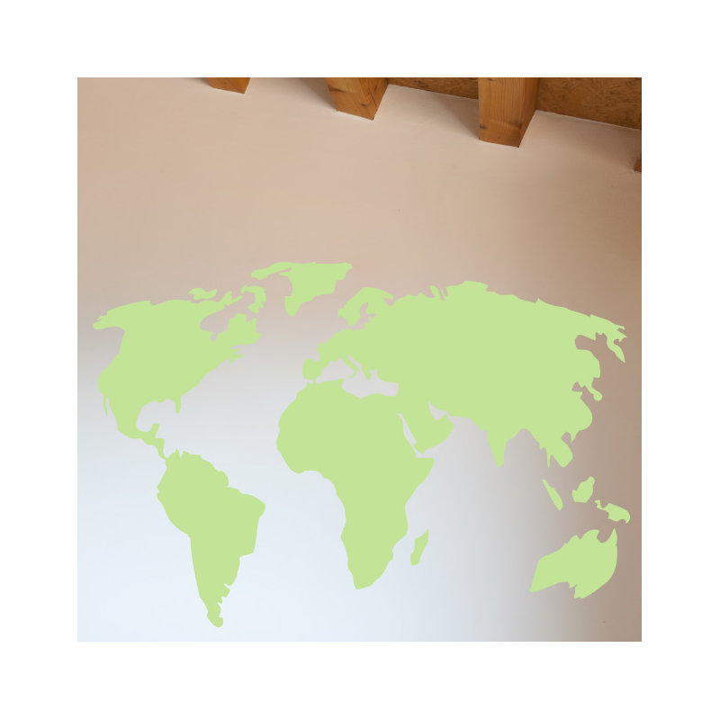 Décalcomanie murale carte du monde, H 22 po x l 32 po x P 0,01 po, Tarte à la lime