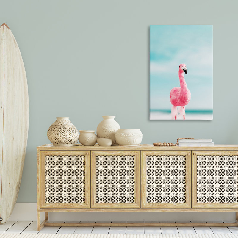 Art mural Funky Summer Flamingo par Nataly White, H 45 po x l 30 po