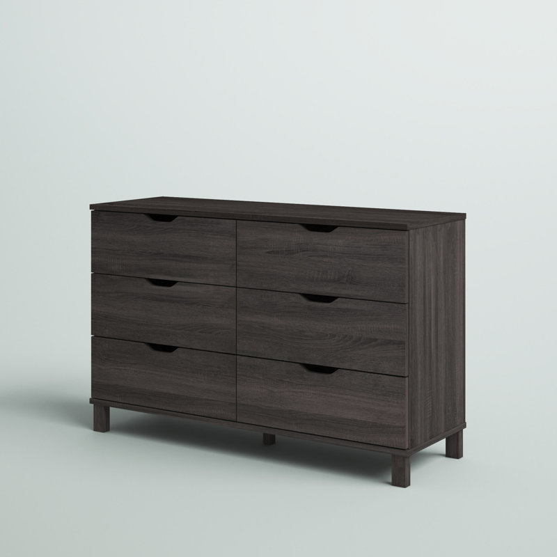 Commode de rangement à 6 tiroirs Fleeman, Gris délavé