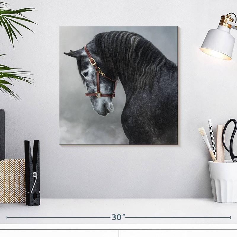 Cheval andalou gris Brampt, H 16 po x l 16 po