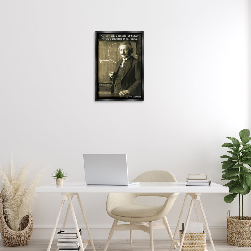  «Inspiring Einstein», citation encadrée sur toile flottante par Graffi * Tee Studios, Cadre flottant noir de jais