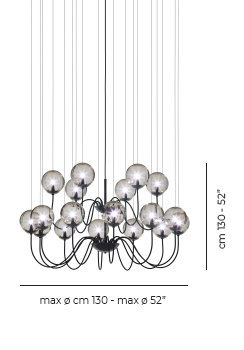 Puppet 18 - Light Chandelier, Smoky Transparent, Matte Black